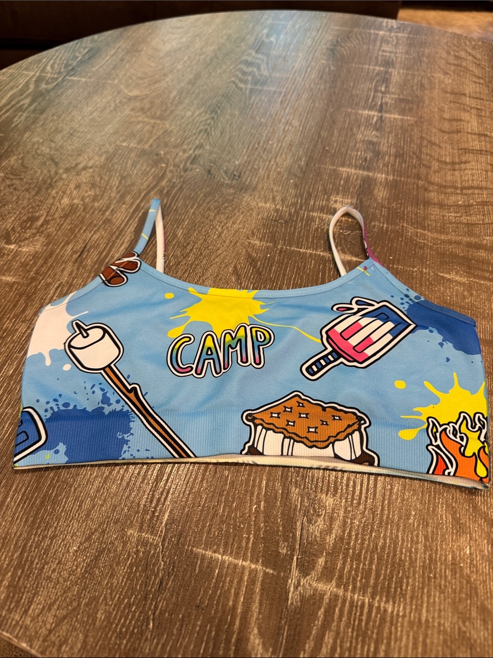 Girls Blue Camp Graphic Camisole Tank Top